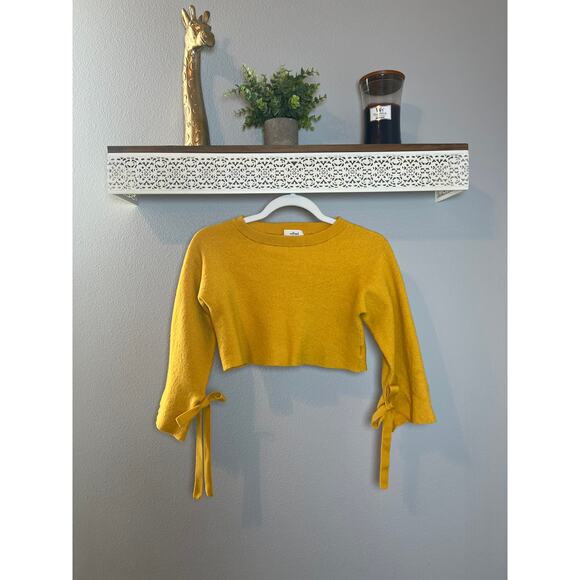 Wilfred Baylen 100% Merino Wool Tie Sleeve Cropped Sweater Size Small - Picture 1 of 5